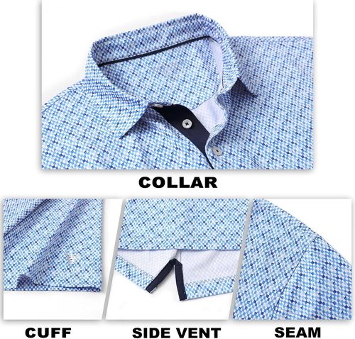M MAELREG Men's Golf Polo Shirt - Short Sleeve, Moisture-Wicking, Performance Print Design