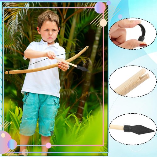 30 Pack Wooden Arrows with Soft Rubber Tips 17 Inch Wooden Toy Arrow Soft Rubber Tip Archery Bows for Beginners Archery Bows Outdoor Play