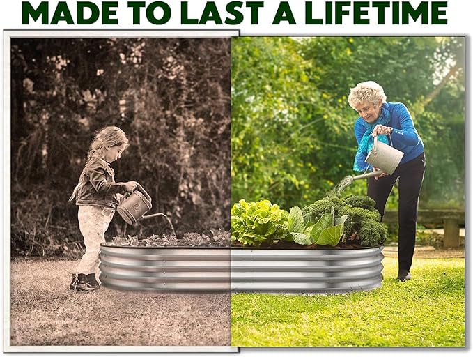 Plant & Plot Galvanized Raised Garden Beds Outdoor // 6×3×1 ft (2-Pack) Planter Raised Beds for Gardening, Vegetables, Flowers // Large Metal Garden Box // Patented Tool-Free Design (Silver)