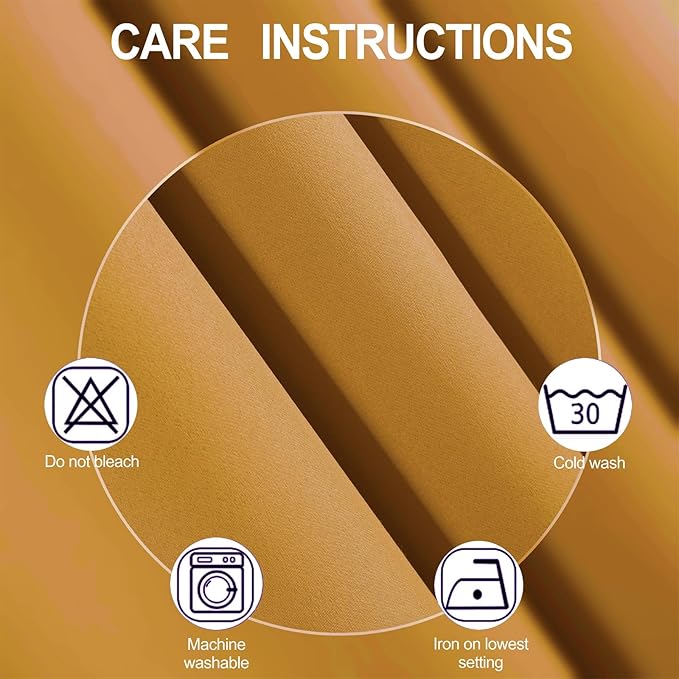 LEMOMO Mustard Yellow Thermal Blackout Curtains/38 x 63 Inch/Set of 2 Panels