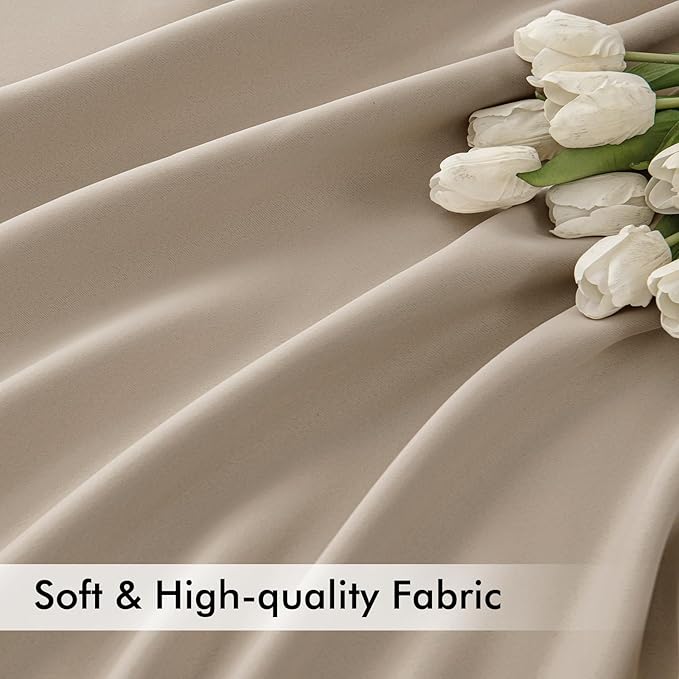 MIULEE Taupe Back Tab Blackout Curtains 90 Inches Long 2 Panels Set