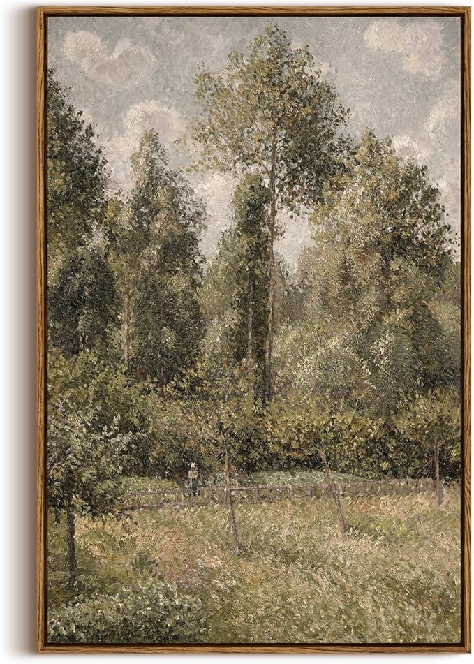 InSimSea Framed Canvas Prints Art Vintage Decor, Bushes Poplars Nature Landscape Paintings, Large Prints, Farmhouse Decor, Classical Wall Decorations for Bedroom Living Room Bathroom, 20"x30"