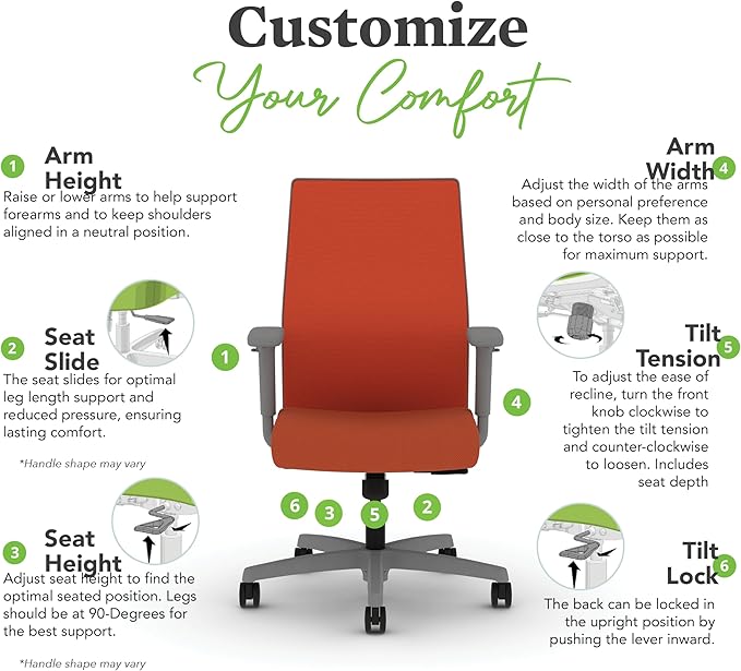 HON Ignition 2.0 Mid Back Task Chair, Spectrum Mesh, Standard Synchro-Tilt Control, Office Chair with Lumbar Support, Height and Width Adjustable Arms, Titanium Frame, Salamander