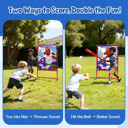 JoyCat Baseball Games for Kids - Adjustable Height T-Ball Practice Equipment with 4 Soft Balls
