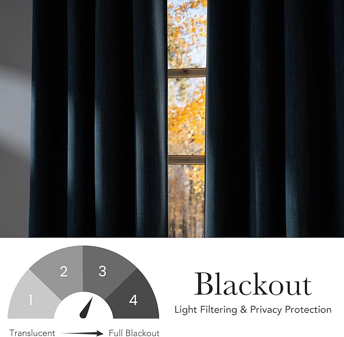 NICETOWN Short Faux Linen Stone Blue Blackout Curtains 63 inches Long