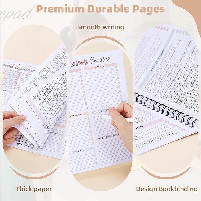 PGJ ADHD Cleaning Planner for Adults – Undated Daily, Weekly & Monthly Cleaning Schedule & Checklist – Household Chores Organizer Notebook for Home Management, Routine Tracking Family Cleaning Tasks