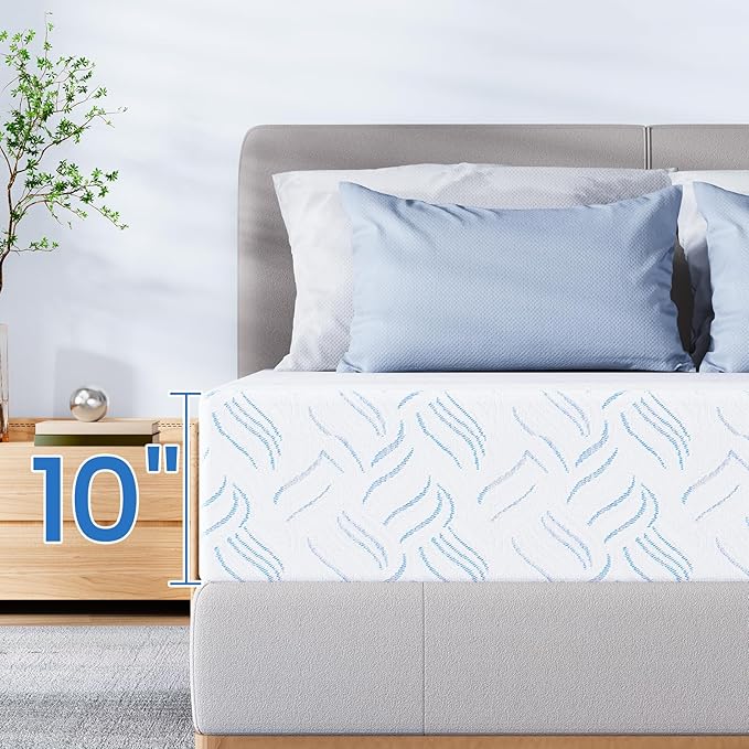 California King Memory Foam Mattress, 10 Inch Cooling Gel Bed in a Box, Foam Mattress with Removable Cover No Fiberglass, Support Cool Night Sleep & Pressure Relief, Made in USA, White(84"*72"*10")