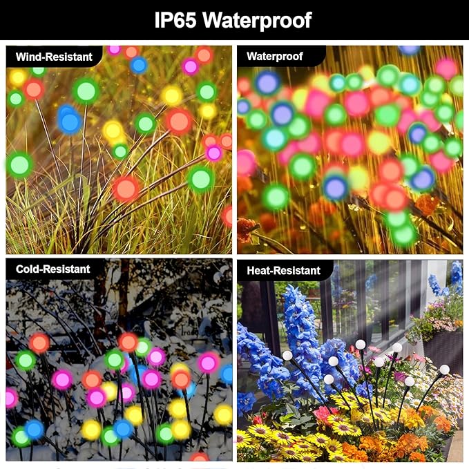 Solar Firefly Lights Multicolor, 8 Pack 800mAh Swaying Firefly Garden Lights Solar Powered Outdoor Waterproof Color Changing for Outside Yard Patio Lawn Pathway Walkway Stake Christmas Decor