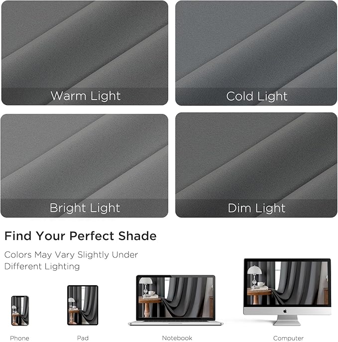 CUCRAF Light Grey Blackout Curtains 108 inch Length 2 Panels Set, Rod Pocket