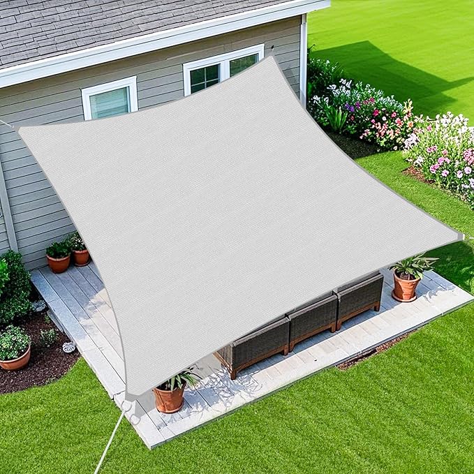 Amagenix Sun Shade Sail 10'X12' Curved Edge Outdoor Shade Canopy Light Grey Breathable 95% UV Block Shade Cloth for Patio Garden Backyard (We Make Custom Size)