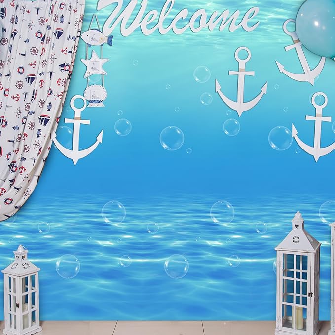 Kochorie 54 Inch x 100 Ft Ocean Waves Plastic Tablecloth Roll in Slide Cutter