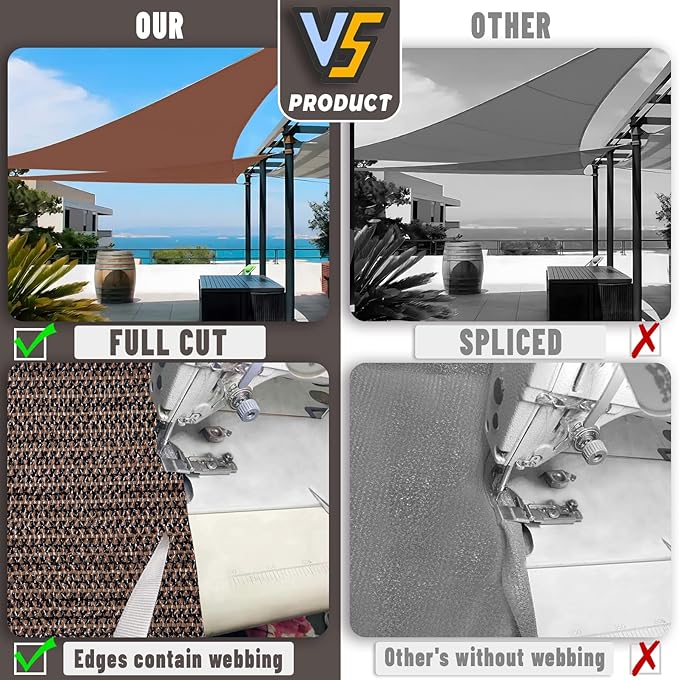 LOVE STORY Custom Size 9'x12'x15' Brown Sun Shade Sail Right Triangle Sunhsade Fabric Awning Canopy for Patio Backyard Carport Pergola (Customized)