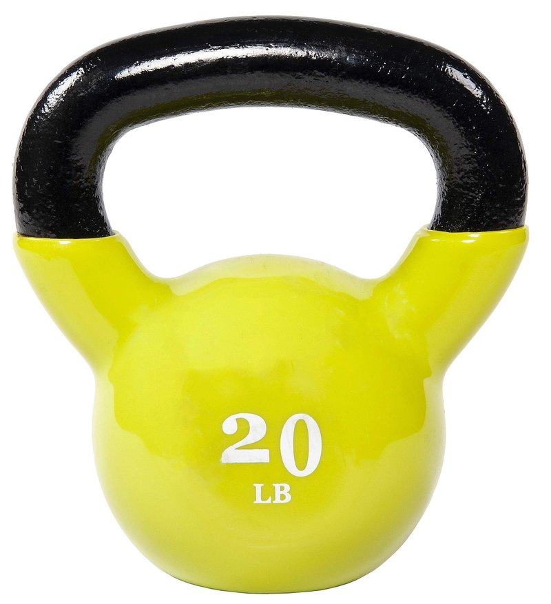 Fitvids All-Purpose Color Vinyl Coated Kettlebell, 5-50 Pounds, Yellow