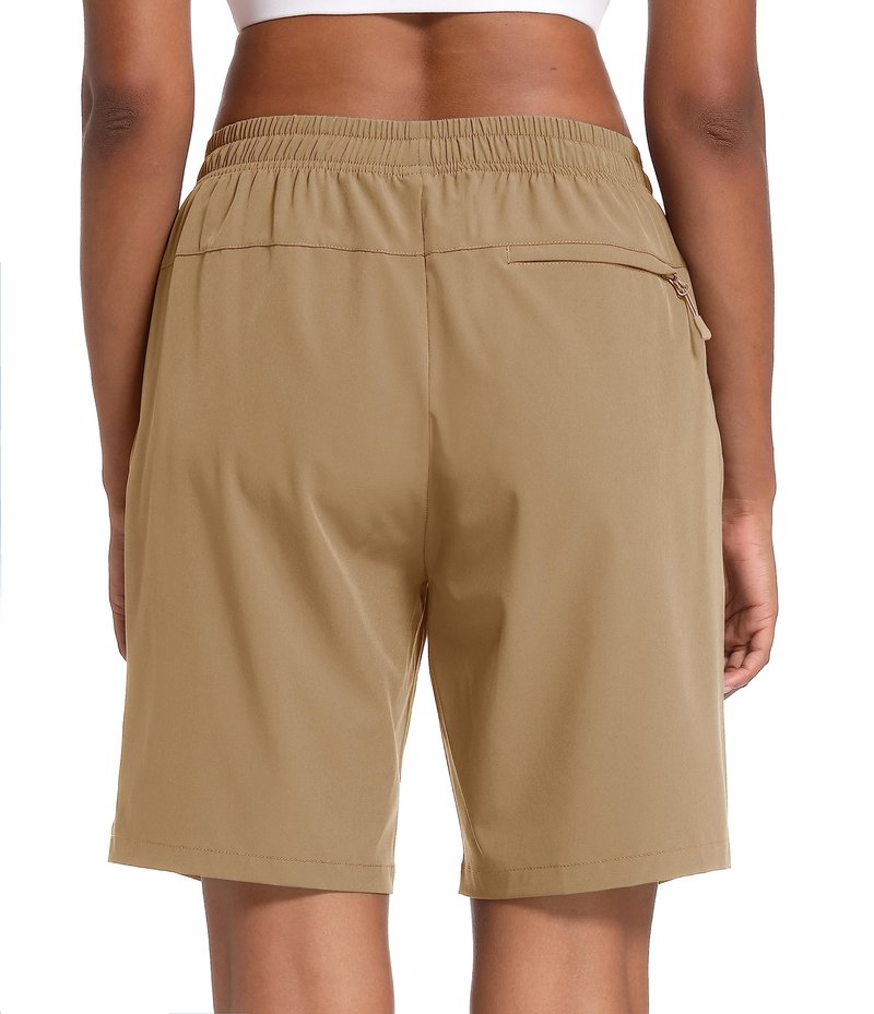 MAGCOMSEN Hiking Shorts Woman 8 Inch Inseam Quick Dry Lightweight Running Shorts with Pockets Active Khaki S