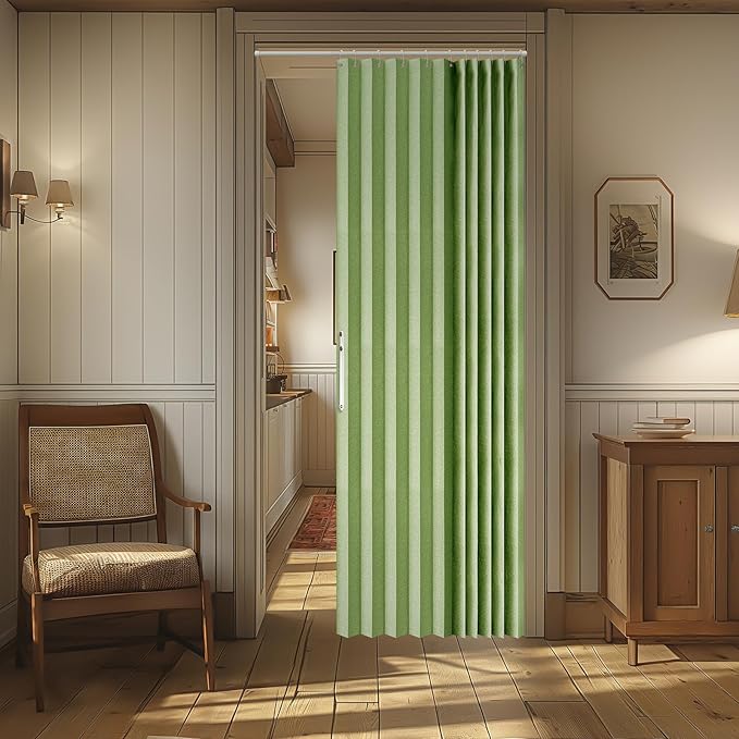AJAZZ 100% Blackout Accordion Doors Interior Magnetic Door Curtain Accordion