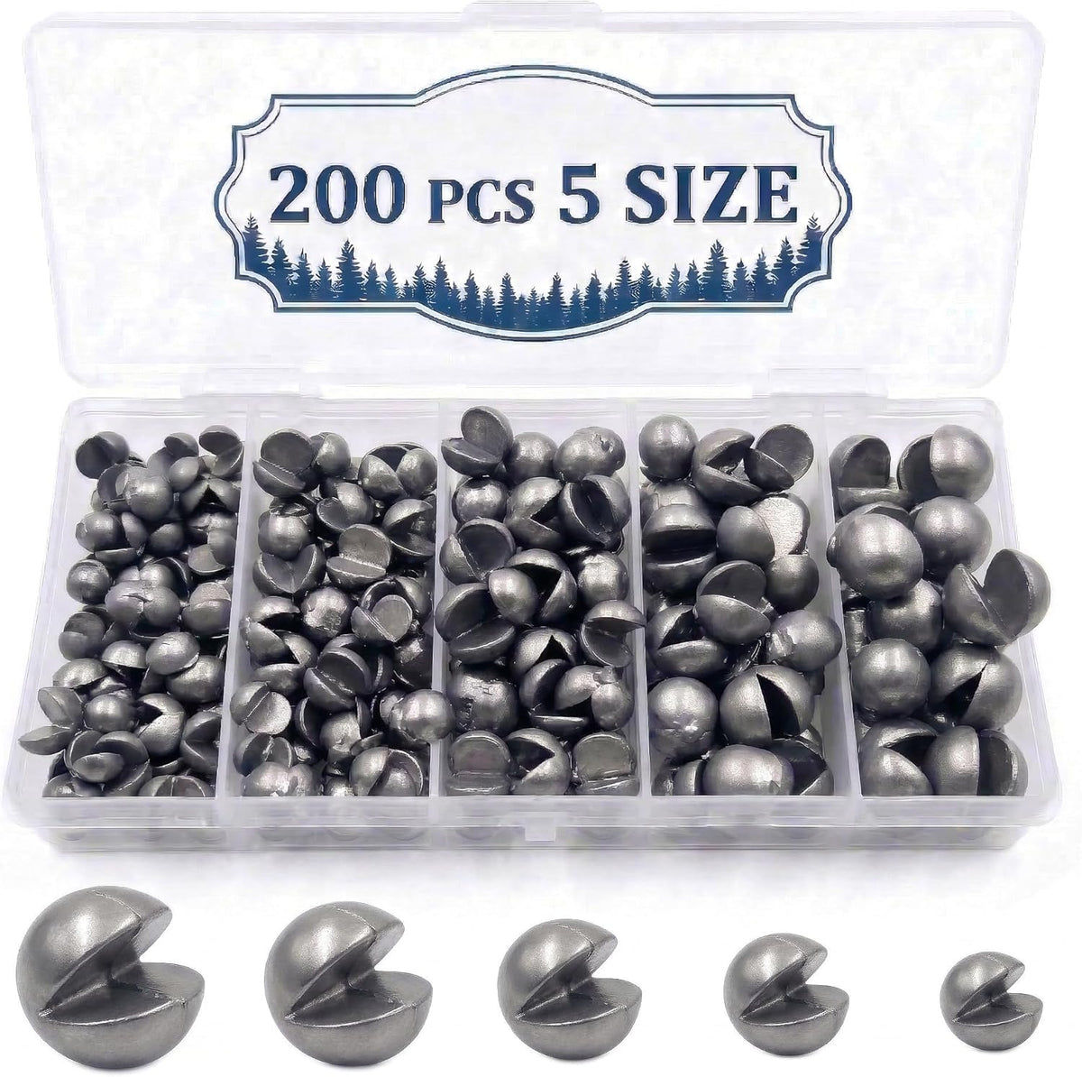 Skiennix Premium Split Shot Fishing Weights - Removable Leakproof Sinkers for Freshwater & Saltwater | 200/350 Pcs in 5/6 Sizes