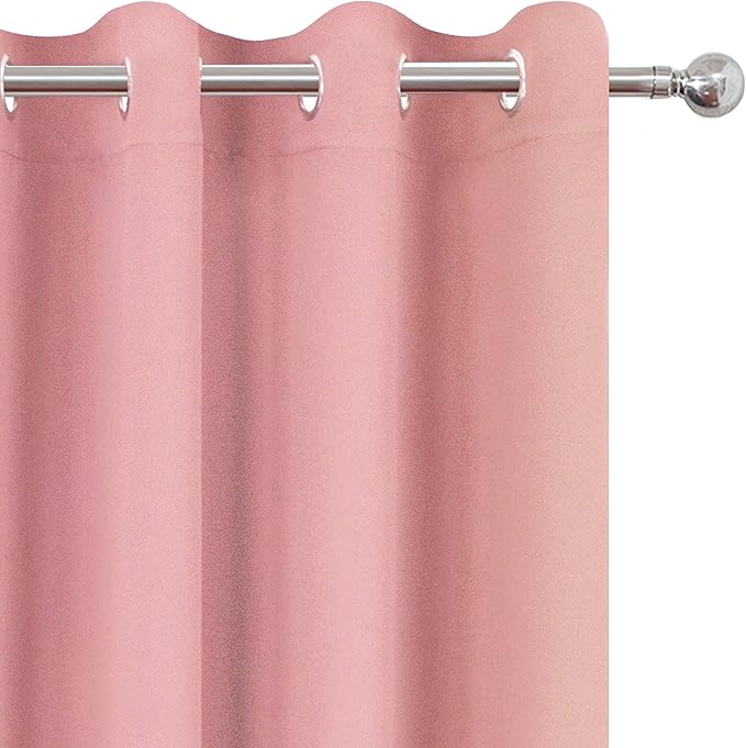LEMOMO Pink Thermal Blackout Curtains/52 x 95 Inch/Set of 2 Panels Room