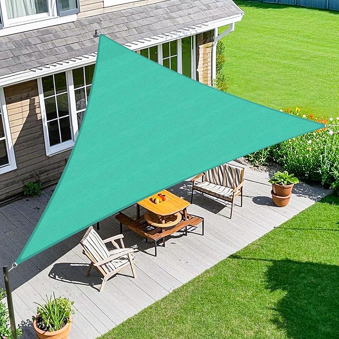Amagenix Sun Shade Sail 7'X7'X10' Curved Edge Outdoor Shade Canopy Turquoise Breathable 95% UV Block Shade Cloth for Patio Garden Backyard (We Make Custom Size)