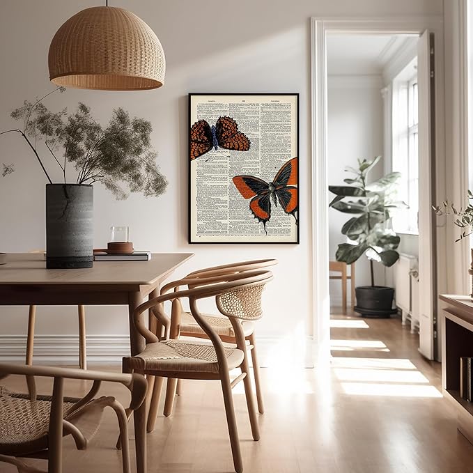 Poster Master Dictionary Art Poster - Butterflies Print - Moth Art - Butterfly Art - Insect Art - Gift for Men, Women & Animal Lover - Chic Decor for Living Room or Bedroom, 18x24 Unframed Wall Art