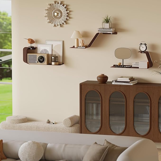Sttoraboks Floating Wall Shelves Set of 3, Metal Mounted Shelf