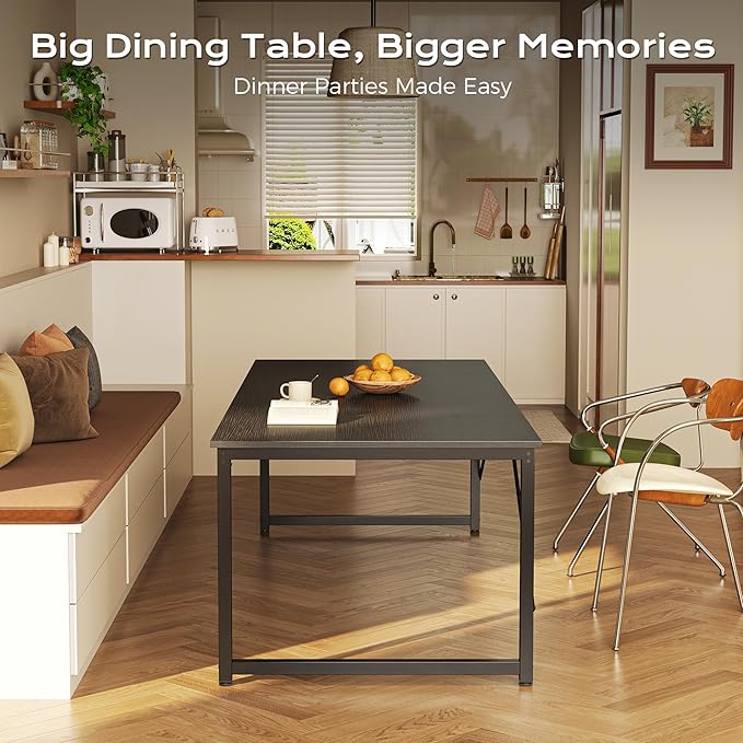 PRAISUN 78.7 X 29.5 Inch Computer Desk with Deeper Desktop, Long Gaming Office Writing Work Desk for Home Office, Study, Bedroom, Work from Home, Metal Frame, Black