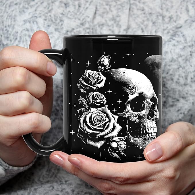 Skull Mug 15oz Goth Gift for Women - Christmas Mugs Witch Gifts for Women Skull Gifts for Men Unique - Gothic Coffee Mug - Witch, Goth Decor Christmas Cup With Skulls Cup Gothic Gift for Men, Dad, Mom