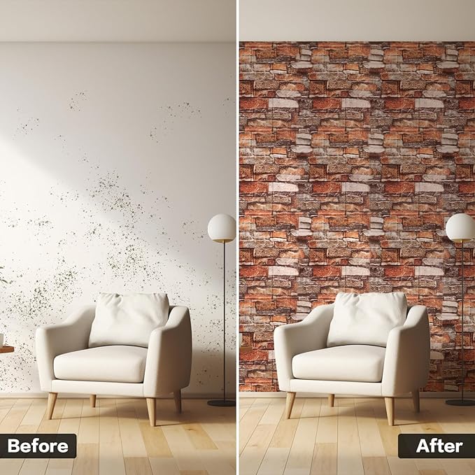 30PCS 3D Wall Panels, Peel and Stick Foam, Self-Adhesive Decorative 3D Brick