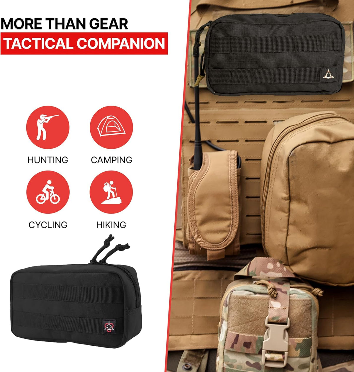 Orca Tactical Multi-Purpose Molle Admin Pouch - Horizontal Zippered Utility EDC Waist Bag Organizer