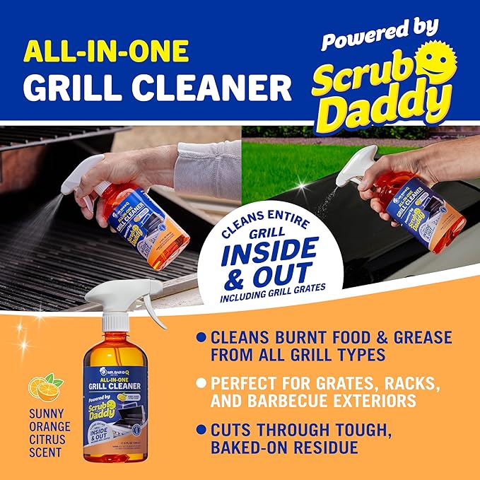 Mr. Bar-B-Q Triple Action Grill Brush and All in One Grill Cleaner Powered by Scrub Daddy