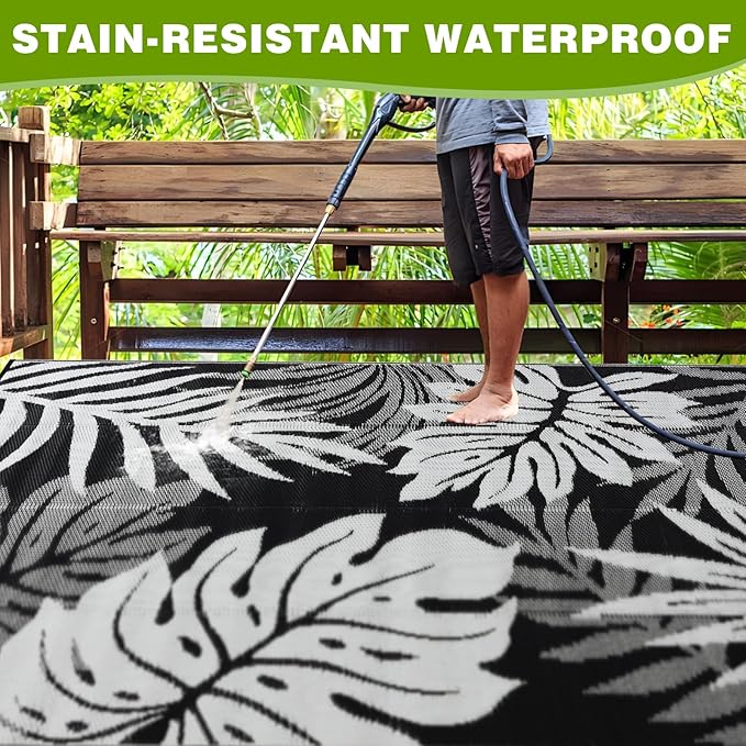 Outdoor Rug 8x10 ft Waterproof, Reversible Outdoor Plastic Straw Rug for Patios Clearance, Outdoor Area Rug Carpet RV Mat for Camping Backyard Deck Porch