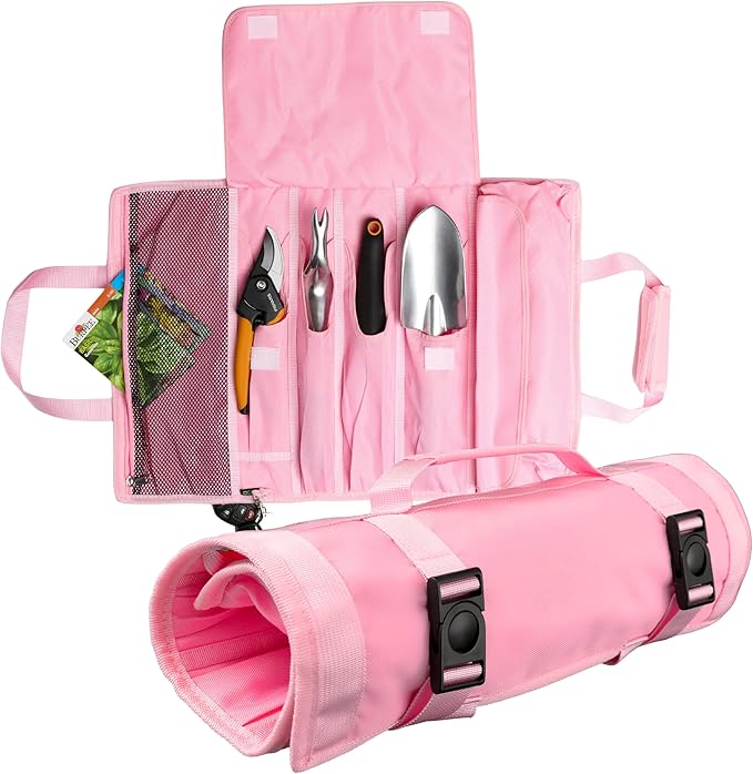 Garden Tool Bag, Roll-Up Garden Tool Holder with Deep Pockets | 900D Polyester Heavy Duty Gardening Tote | Compact Washable Organizer for Tools, Seeds, and Essentials (Tools Not Included)