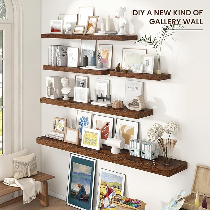 Floating Shelves for Wall 24 inch Long, Engineered Wood Wall Shelves