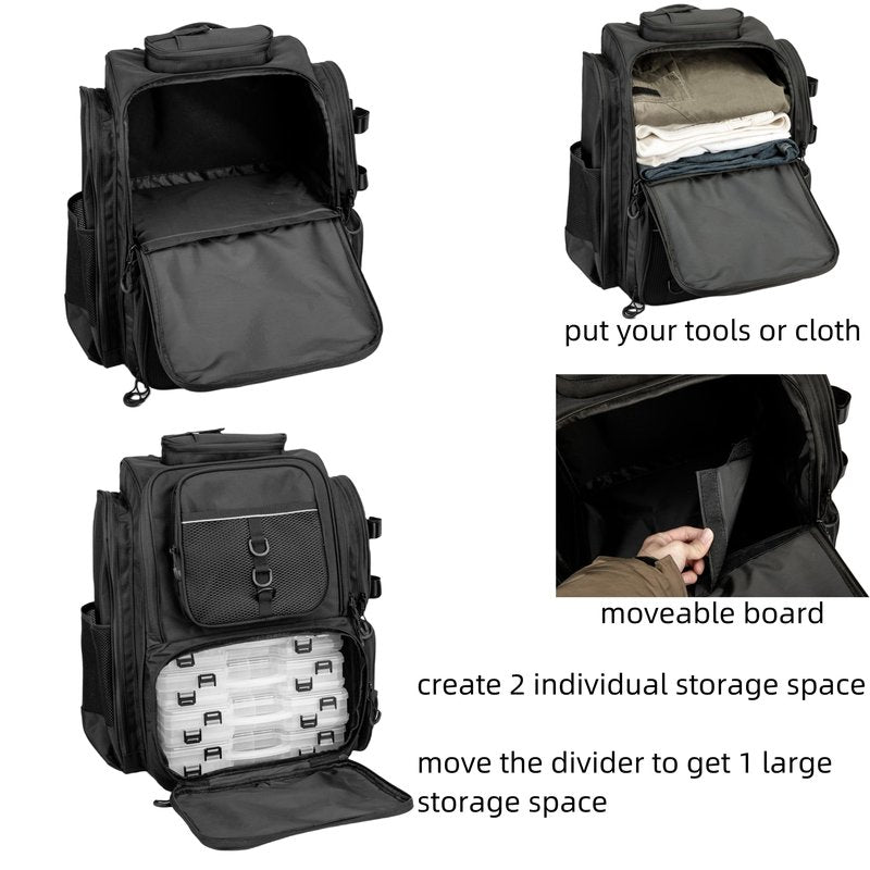 WANOON Fishing Backpack,Tackle Bag,with Tackle Boxes. Large Fishing Bag, Strong Materials