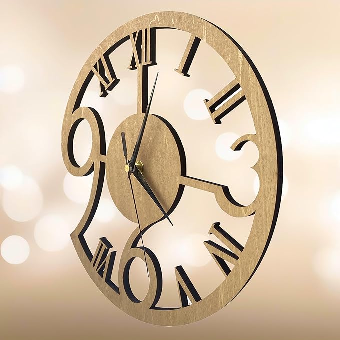 Rizalit Wood Wall Clock Artistic Modern Classic Style Unique Design 11.5 Inch