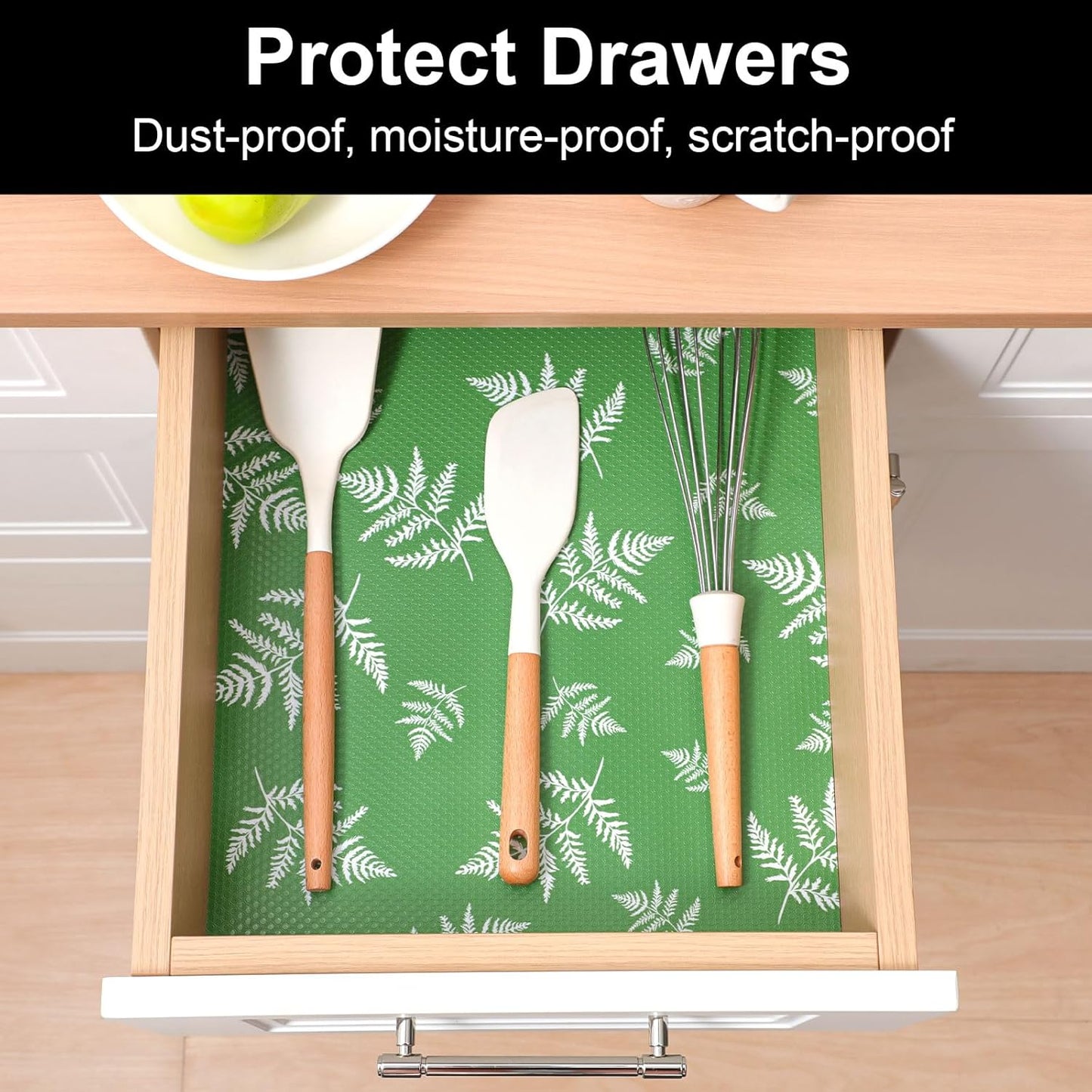Cooyes Drawer Liner Shelf Liners for Kitchen Cabinets Refrigerator Liners Waterproof & Oil-Proof Kitchen Cupboard Liner Drawer Mats EVA Material Non Adhesive Fridge Liner for Shelves
