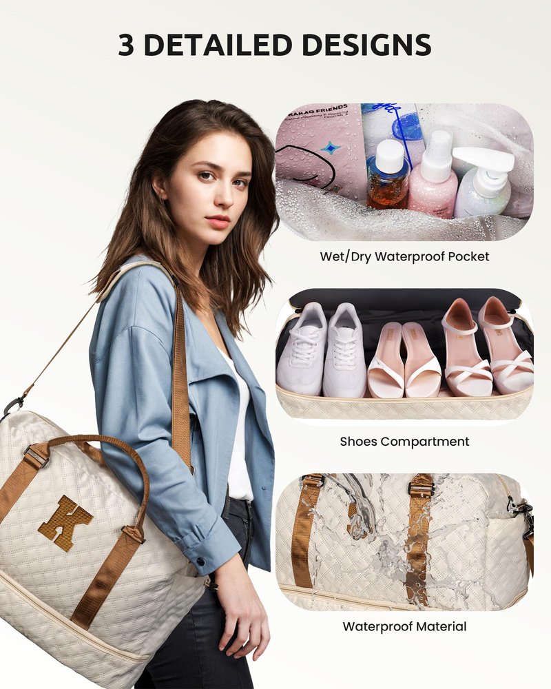Vogewood Gifts for Teen-Girls - Initial Monogram Duffle Bag, Personalized Weekender Overnight Bag with Shoe & Makeup Compartments, Graduate Gift for Her (Letter H)