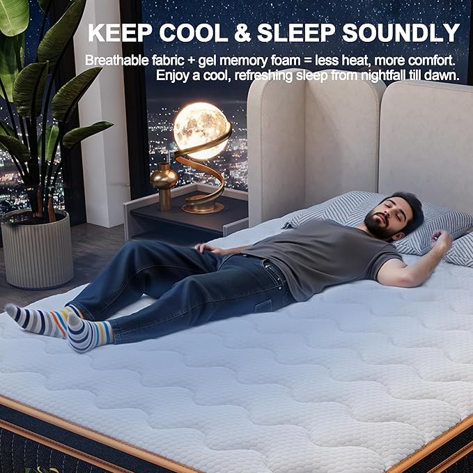 King Mattress 10 Inch, Hybrid Mattress Queen Size Bed in a Box, Memory Foam and Individual Pocket Springs, Edge Support, Motion Isolation & Pressure Relief, Medium Firm, 365-Night Trial