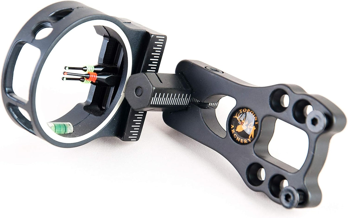 TOPOINT 3-Pin Bow Sight - Durable Fiber & Brass Pins, Right/Left Hand Compatible