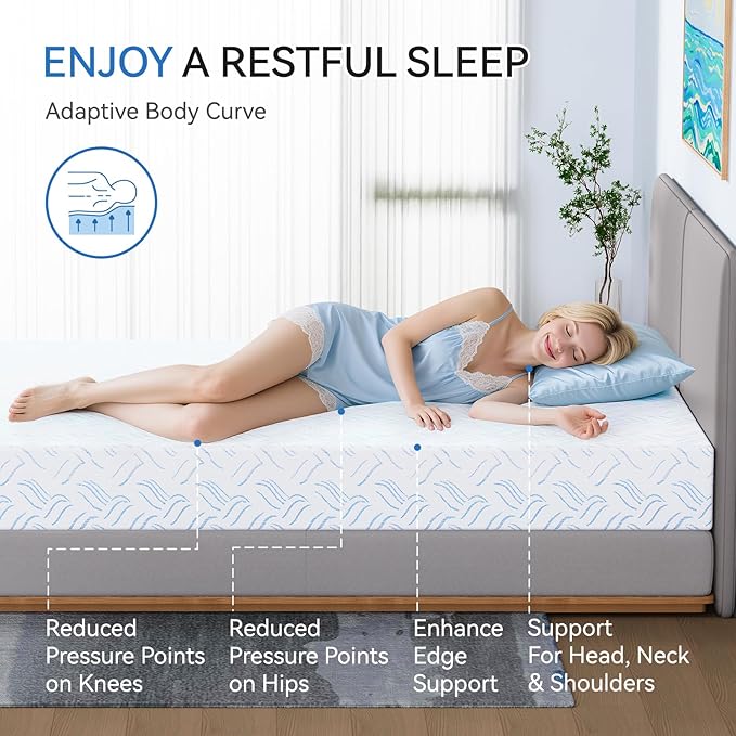 Twin XL Memory Foam Mattress, 10 Inch Cooling Gel Bed in a Box, Foam Mattress with Removable Cover No Fiberglass, Support Cool Night Sleep & Pressure Relief, Made in USA, White(80"*39"*10")
