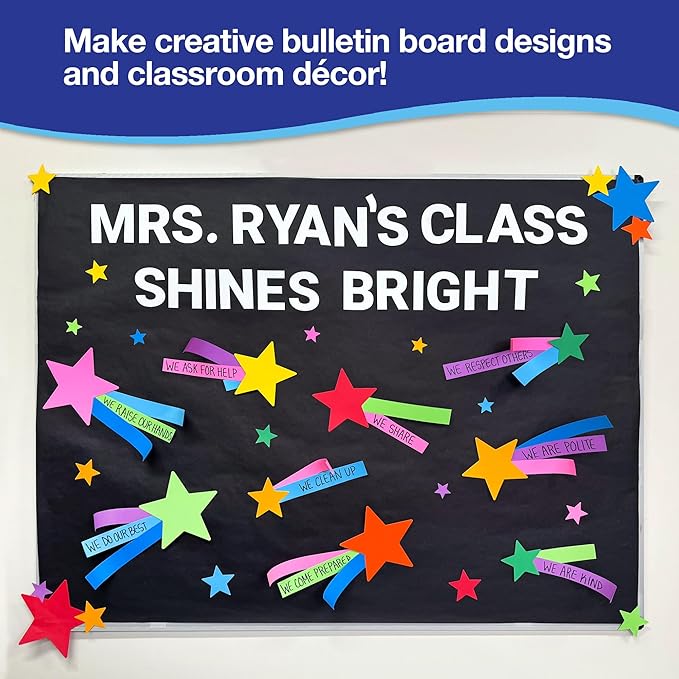240 Pieces Star Cutouts, 2-Sided US Made Card Stock Punch Out Multicolor Stars for Bulletin Boards, Classroom Decor, Back to School DIY Craft Projects, Party Decoration, Hollywood Themed Events