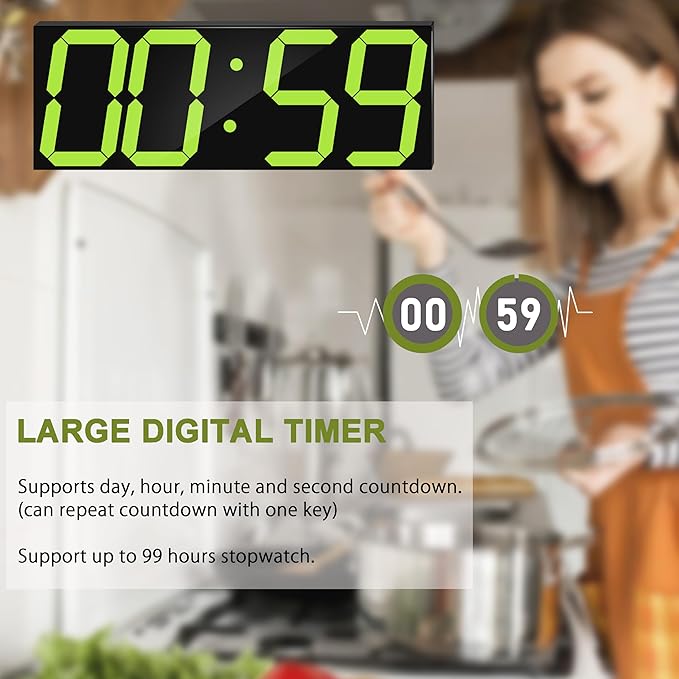 CHKOSDA LED Large Digital Wall Clock, Oversize Digital Clock