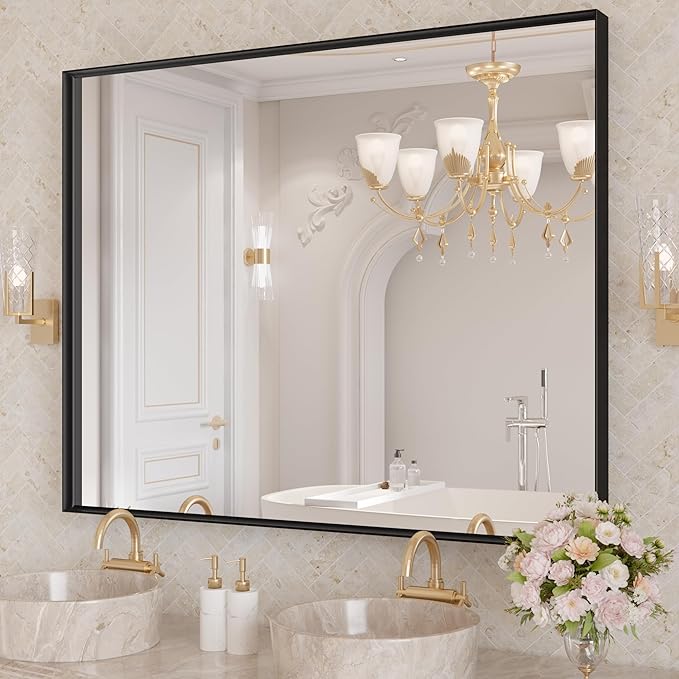 LOAAO Black Bathroom Mirror 40"X24"