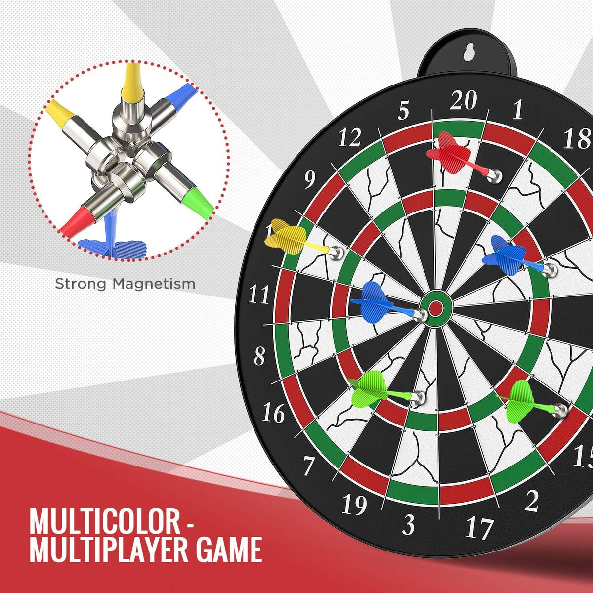Regine Switzerland Dart Board - 12 Magnetic Darts - Fun Indoor Game for Kids Ages 5-12