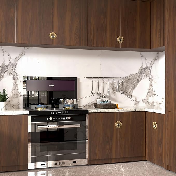BOMENG Walnut Wood Contact Paper 32x158 inch Dark Brown Wood Wallpaper Peel and
