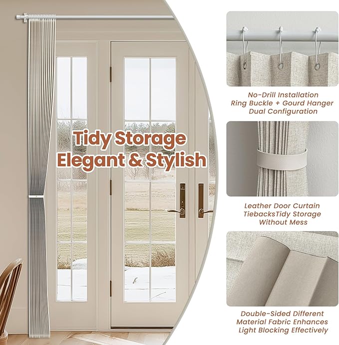AJAZZ Blackout Accordion Door Curtain 98"x106" Cream White