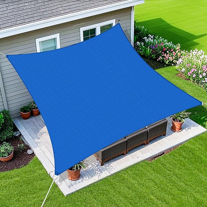 Amagenix Sun Shade Sail 4'X8' Curved Edge Outdoor Shade Canopy Blue Breathable 95% UV Block Shade Cloth for Patio Garden Backyard (We Make Custom Size)