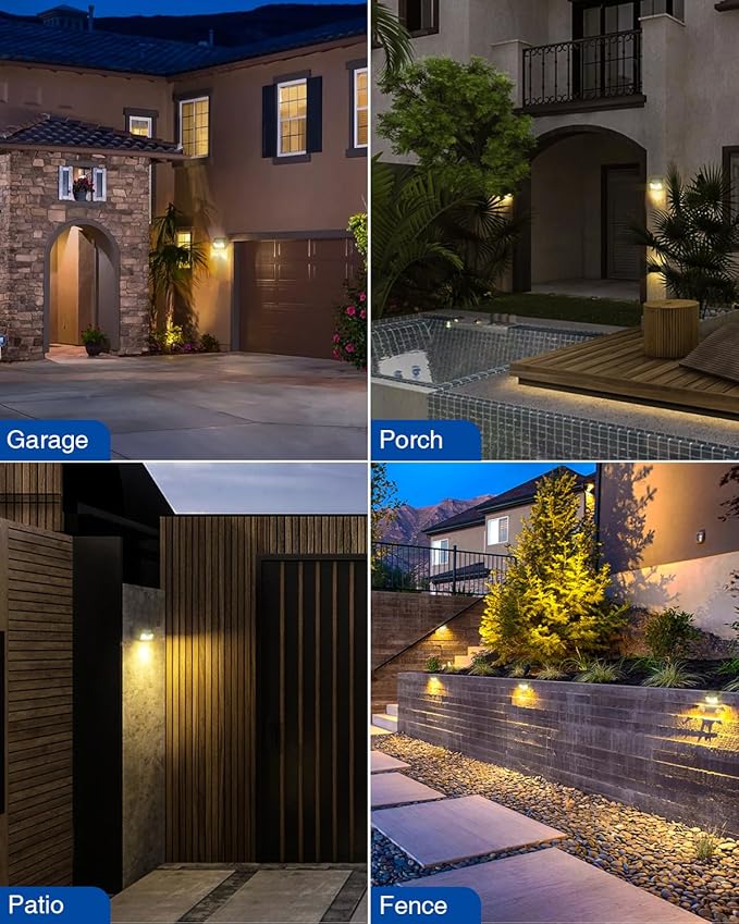 Peasur Solar Lights Outdoor Waterproof [3 Pack/140LED], Warm White Motion Sensor Lights Dusk to Dawn, 3 Modes Solar Fence Security Lighting for Wall Garden Yard Stair Outside