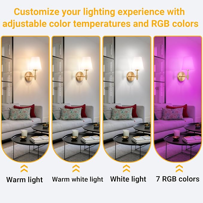 Vimhou Peel and Stick Wall Sconces, Stick On Wall Sconce Set of 2, Battery