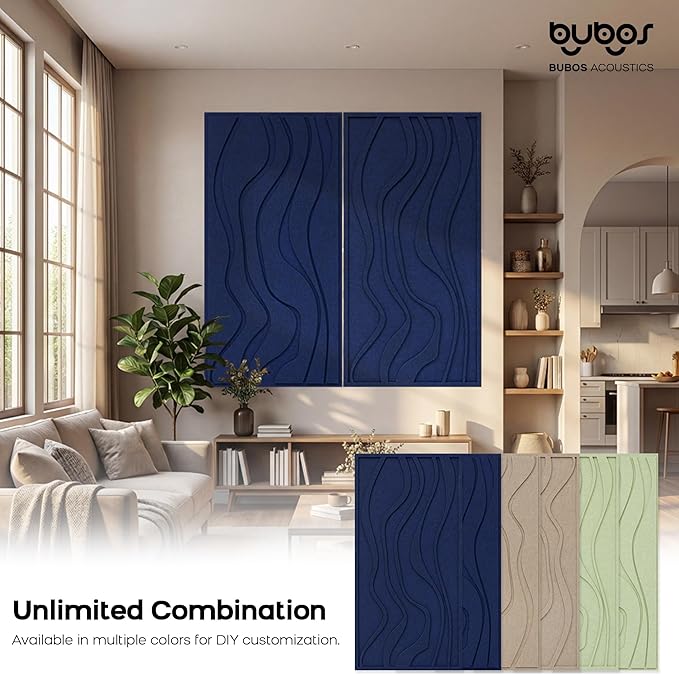 BUBOS 4 Pack Large Acoustic Panels, Total Size 47.2 x 23.6 Inches Soundproof