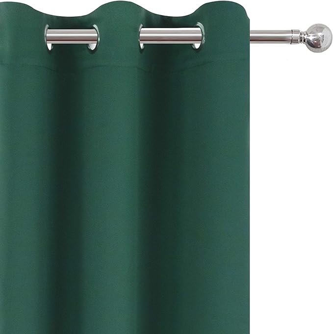 LEMOMO Dark Green Bedroom Blackout Curtains/52 x 54 Inch Long/Set of 2 Curtain